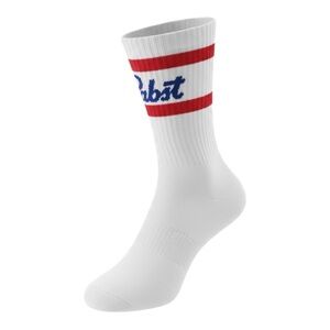 NWT Pabst Blue Ribbon Retro Athletic Crew Socks Striped Tube Logo Unisex OS